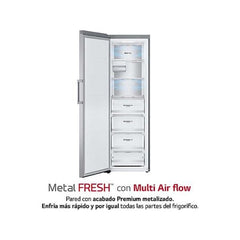 Arca congeladora vertical LG GFM61MBCSF, 324 litros, 186 cm, Total No Frost, aço inoxidável anti-impressão digital.