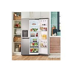Frigorífico americano LG GSLC41PYPE, 638 litros, com doseador No Frost, sem ligação de água, em aço inoxidável.