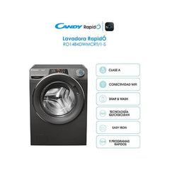Máquina de Lavar Roupa Candy RapidÓ RO1484DWMCRT/1-S Carga Frontal 8kg 1400rpm Classe A Motor Inverter Antracite