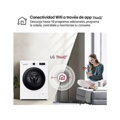 Máquina de Lavar Roupa LG F4X1009NWK Carga Frontal 9kg 1400rpm Classe A AI Direct Drive™ Steam™ Branco Marfim