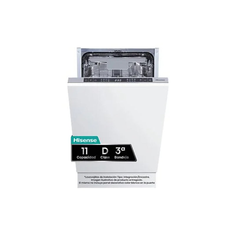 Máquina de lavar louça Hisense HV543D10 Encastrável 45cm 11 Conjuntos Classe D Motor Inverter Terceiro Tabuleiro