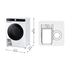Máquina de Lavar e Secar Roupa Samsung WD90DG6G94BKU3 9kg/5kg 1400rpm Classe A/E Controlo AI Autodosagem Fundo 48cm