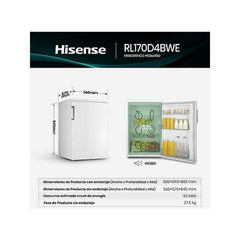 Frigorífico Hisense RL170D4BWE, 1 porta, 133L, para instalação sob bancada, branco