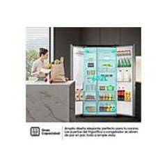 Frigorífico Hisense RS818N4TIE1 estilo americano Total No Frost, 636L, com doseador, SEM LIGAÇÃO À ÁGUA, aço inoxidável