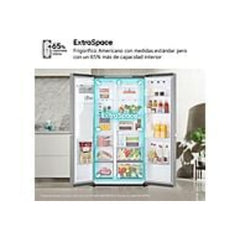 Frigorífico americano LG GSLC41PYPE, 638 litros, com doseador No Frost, sem ligação de água, em aço inoxidável.