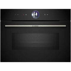 Forno compacto Bosch CMG7761B1, Integrável, 45 L, Ar quente 4D, Pirolítico e limpeza por água, Home Connect, Preto