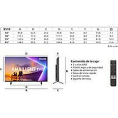 Philips Ambilight 43PUS8510/12 QLED Preto Fosco TV 4K UHD de 43 polegadas | Sistema Operativo Titan com Dolby Atmos
